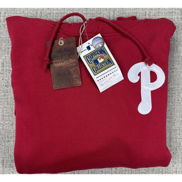 Philadelphia Phillies Hoodie Mens Medium Red MLB Baseball Dykstra Cooperstown - Picture 16 of 16
